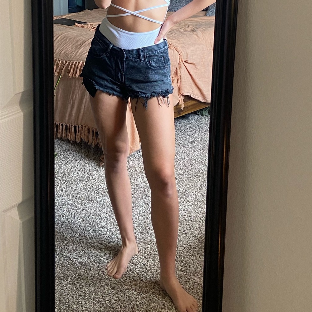Denim CoLab Distressed Black Jean Shorts